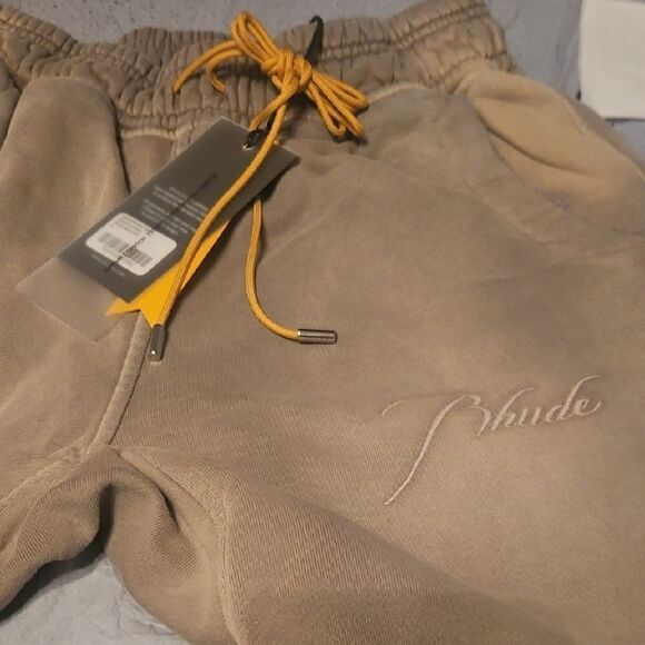 Khaki Sweatpants with Yellow Drawstring